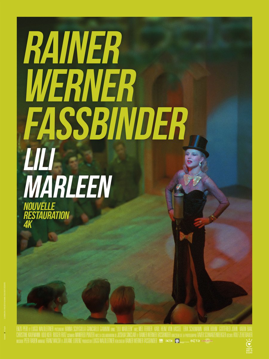 CarlottaFilms's tweet photo. Coup d’oeil sur la nouvelle affiche de LILI MARLEEN, fresque monumentale signée #RWFassbinder !
Le 28/05 prochain, découvrez cette œuvre majeure pour la première fois dans sa splendide restauration 4K. Rendez-vous au cinéma.
Plus d’informations : https://t.co/rdo9nRb9SN https://t.co/5IxXrV5xQO