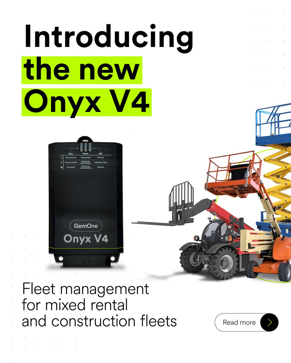 Meet the Onyx V4 – our latest CAN-enabled tracker, built for mixed industrial fleet management.

Learn more: gemone.com/en/onyx-v4/

#telematics #fleetmanagement #safety #rental #fleetdata