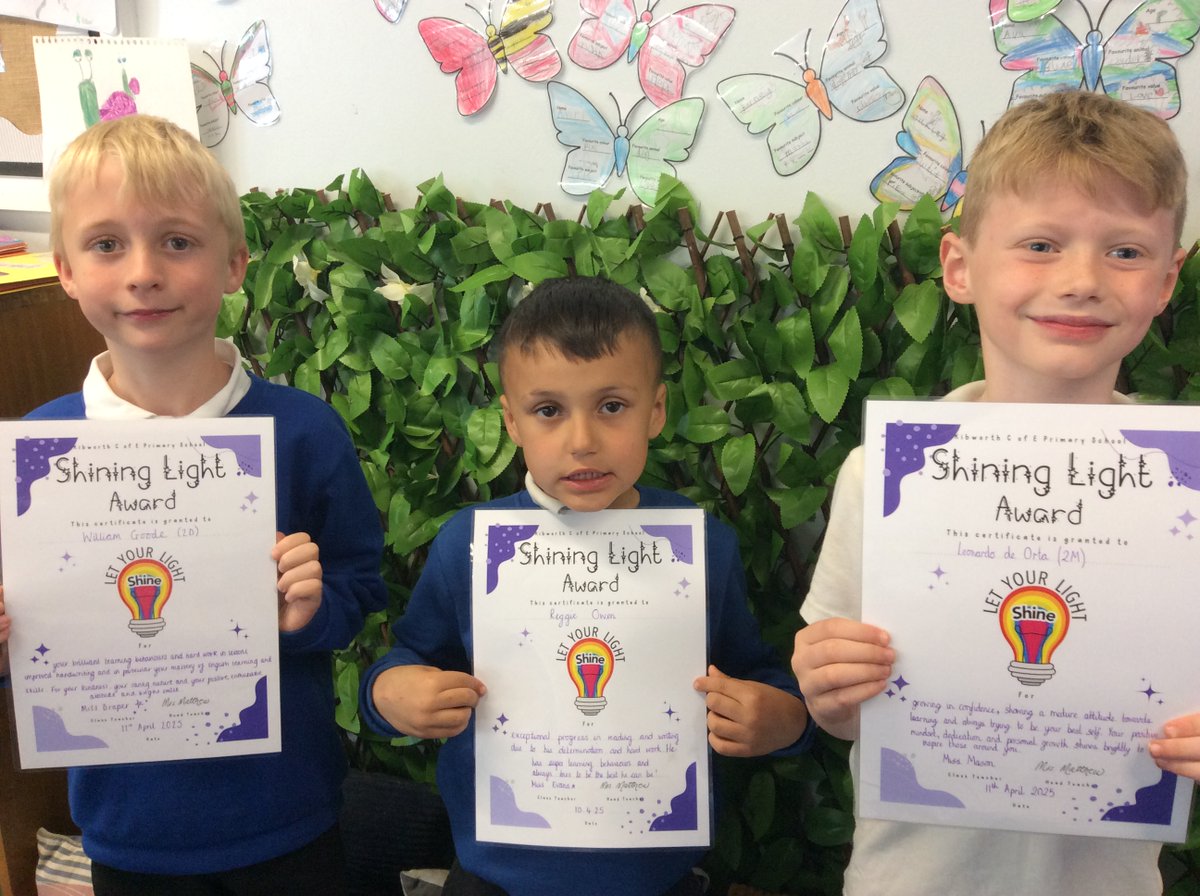 Congratulations to our Year 2's who achieved the Shining Light Award this morning in celebration worship! We are so proud of your hard work this term! ✨
