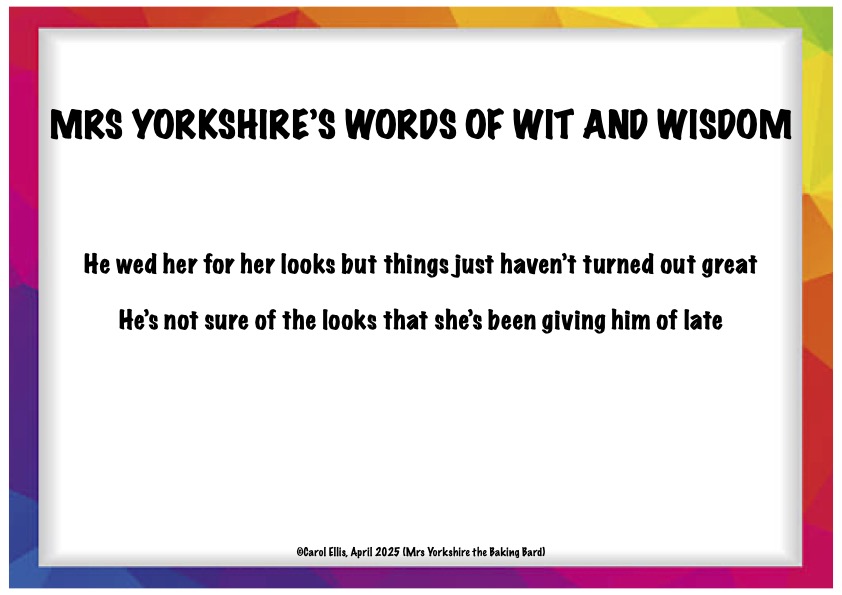 YorksBakingBard's tweet photo. ๐๐๐๐ฌ #funnylooks #poetry #poetrycommunity #poetryreadings #poet #poets #Writer #writersoftwitter #poem #poems #puns #rhymes #wordsmith #wordplay #joke #jokeoftheday #jokes #puns https://t.co/GMQcYUg9iC