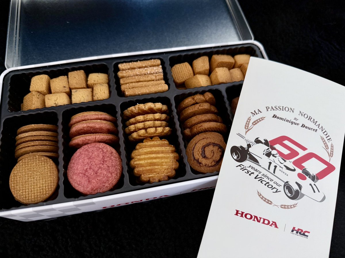 ドミニクドゥーセとHONDAコラボの 初優勝60周年記念缶🏎️🍪 鈴鹿のお