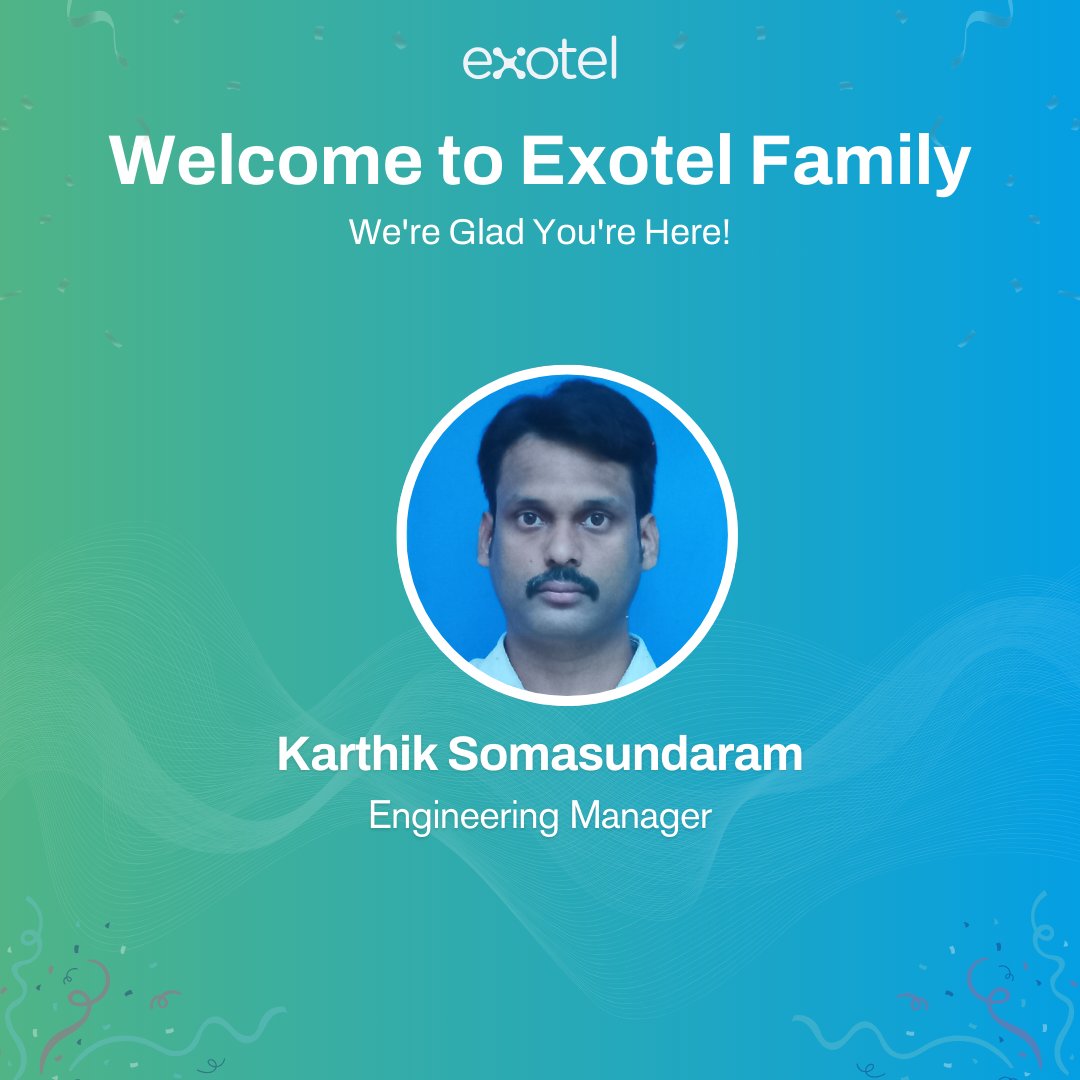 Welcome Karthik to the Exotel Fam!!

Please join us in welcoming Karthik to the Exotel family as our new Engineering Manager! 🎉

Karthik brings a wealth of experience and expertise to the team, and we’re thrilled to have him on board. His leadership and technical skills will