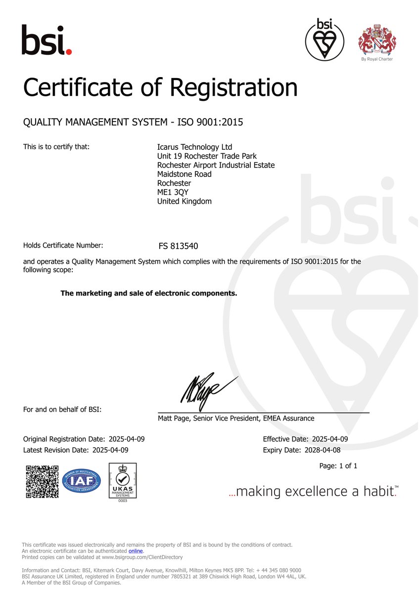 Big news! Icarus Technology is now ISO 9001 certified ✅
This reflects our commitment to quality, consistency, and continuous improvement.
Huge thanks to our team!
#ISO9001 #QualityManagement #ContinuousImprovement #IcarusTechnology