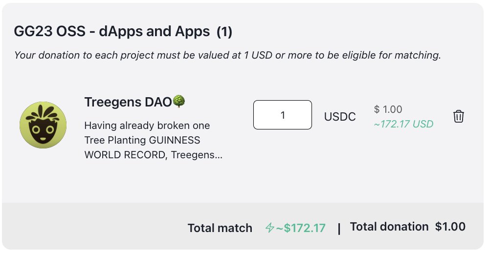 JimiCohen's tweet photo. GM Treegens 🌳

Imagine turning $1 into $172 of IMPACT! 💚🌱

Only possible on Gitcoin 🫶

👉https://t.co/gqoco1rK49