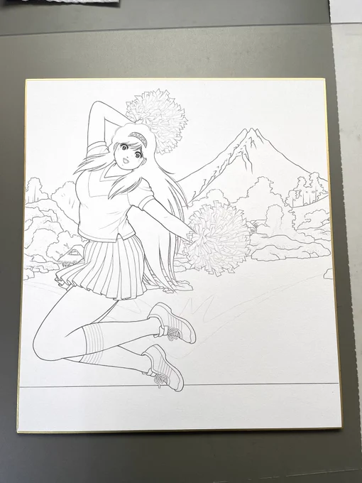 暫く中断していた連作色紙
再開しました🎃🎨

まずは『甲州 三坂水面』の
彩色過程を… 
