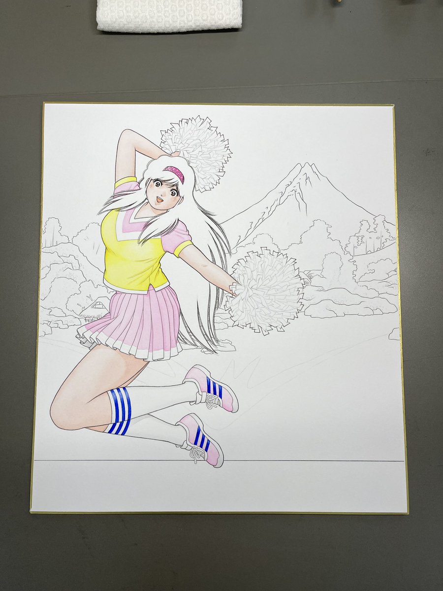 暫く中断していた連作色紙
再開しました🎃🎨

まずは『甲州 三坂水面』の
彩色過程を… 