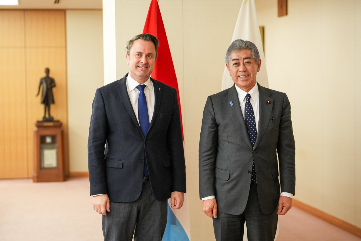 Xavier_Bettel's tweet photo. Always a pleasure to be in Tokyo and to be able to meet with my colleagues and friends Yoshimasa Hayashi, Chief Cabinet Secretary, and Takeshi Iwaya, 🇯🇵 Foreign Minister.

#Luxembourg and #Japan share a longstanding partnership, based on the same values and mutual trust. https://t.co/aMTTO0vPnP