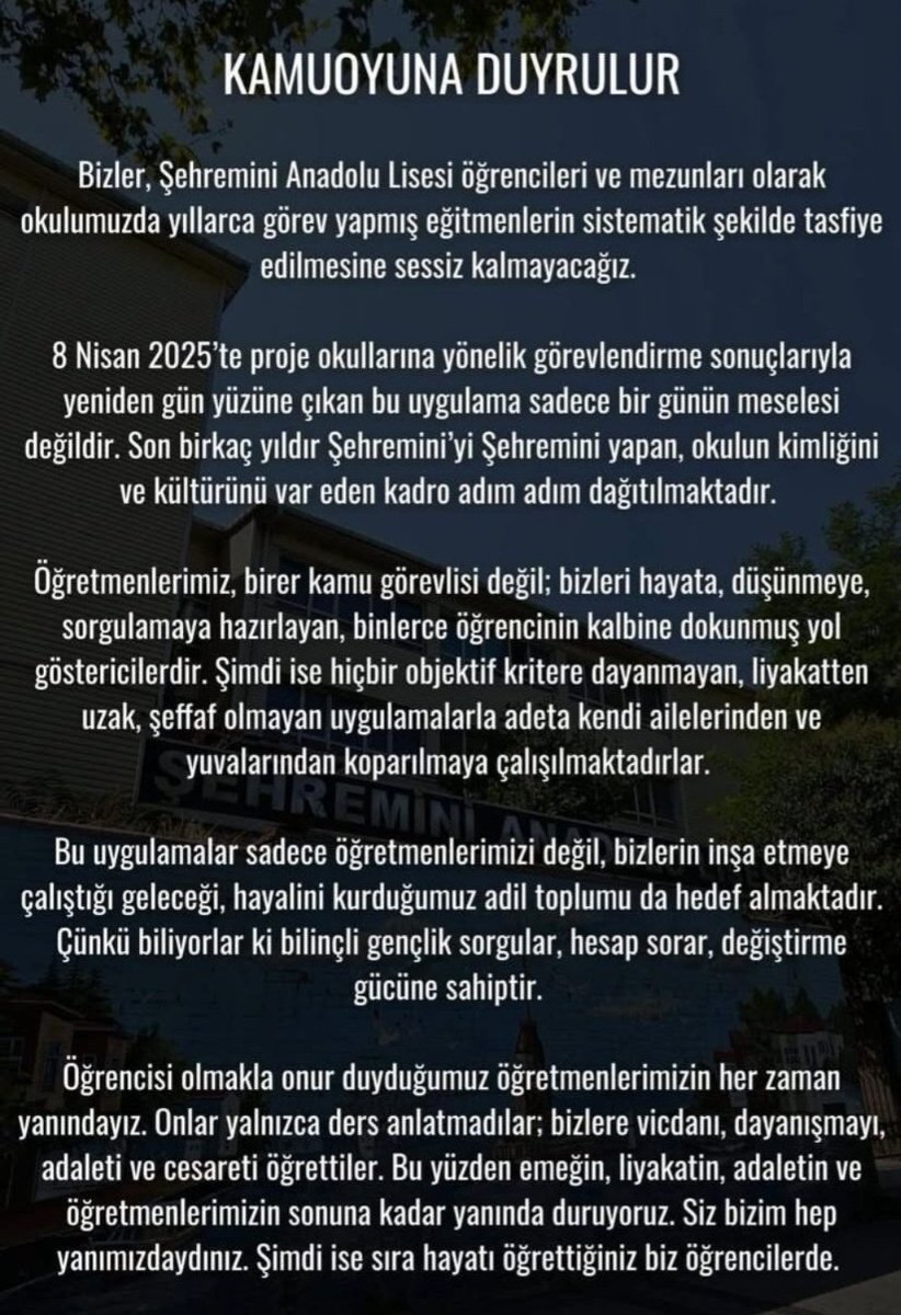 tlgablc's tweet photo. ülkenin en önemli eğitim kurumlarına yönelik saldırılar devam ediyor. şehremini anadolu'nun mesajını buraya bırakıyorum. https://t.co/WNKotms4vL