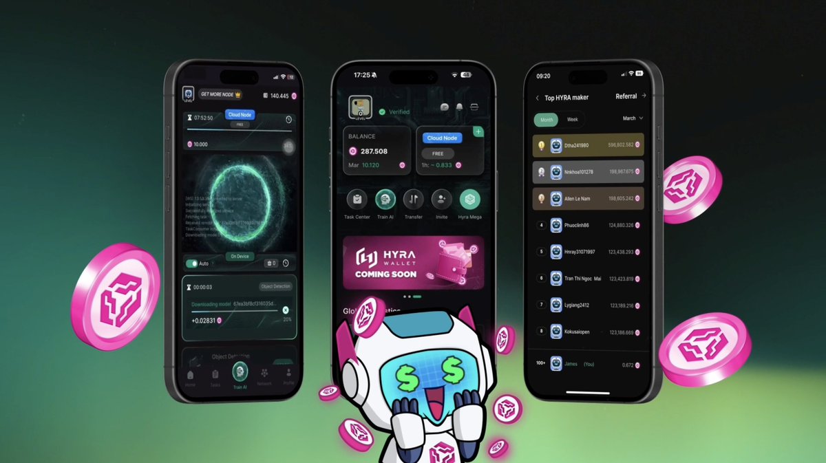 🔥Maximize Your Earnings &amp; Experience in Hyra AI App🔥

Here’s your power checklist
○ TrainAI2Earn 
○ Grab Lambo Ball tickets for a shot at big wins
○ Invite friends and earn up to 65% profit
○ Complete in-app tasks to stack up $HYRA

Explore more👇