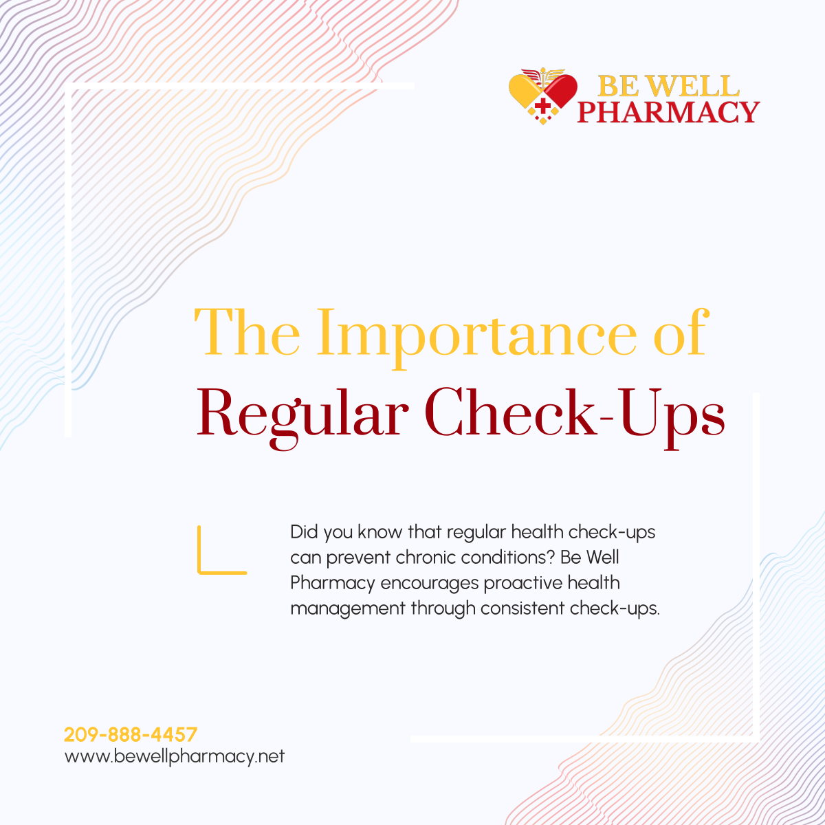 BeWellPhar95's tweet photo. Regular health check-ups are essential in preventing future health issues. Schedule your check-up today and stay on top of your health. 

#StocktonCA #Pharmacy #HealthCheckups https://t.co/sLJWyaUDwd