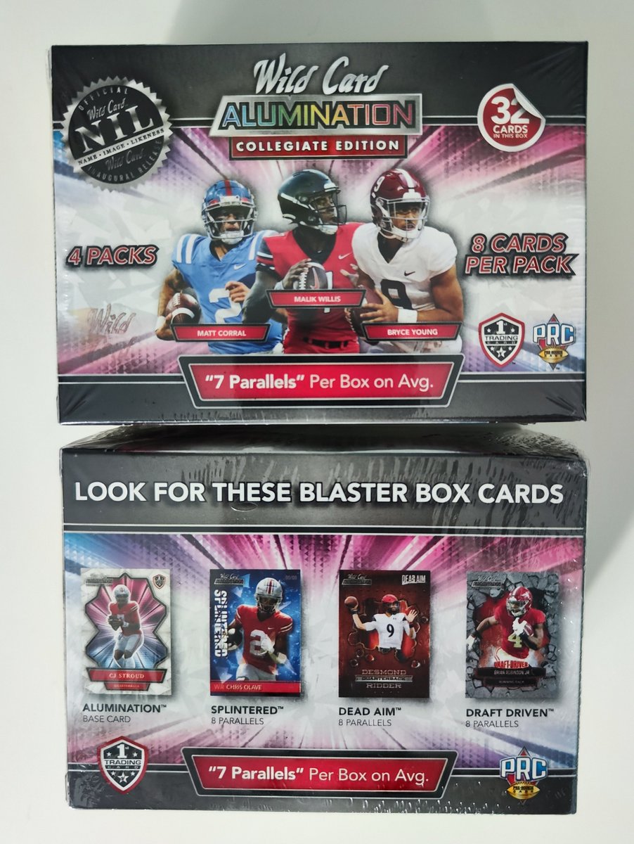SchimmelCore's tweet photo. Die Zwei Alumination Collegiate Editionen von @WildCardisBack wollen geöffnet werden. Nur wie ?!

Live oder nur als Video auf YT?!

Glück oder kein Glück... Wir werden sehen.

#football #college #CollegeFootball 
#TCG #nfl #CardGame #Sammelkarten #Box #wildcard #alumination #nil https://t.co/I6o7S6X9b4