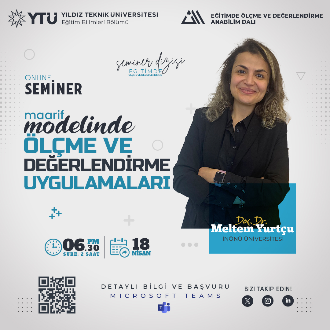 YTÜ Eğitimde Ölçme ve Değerlendirme Anabilim Dalı (@ytuolcmevedeger) on Twitter photo 📊Maarif Modelinde Ölçme ve Değerlendirme Uygulamaları
🗓 18 Nisan I⏰ 18:30 | Microsoft Teams
🧑🎓 Maarif Modeli, Ölçme ve değerlendirme süreçleri ve daha fazlası!
🌟 Katılım ücretsiz & kontenjan sınırlı!
🛜 tinyurl.com/6bf5fp2x
<a href="/cemguzeller/">cem oktay güzeller</a>
<a href="/EgitimYtu/">ytü eğitim bilimleri</a>
<a href="/yildizegitim/">YTÜ Eğitim Fakültesi</a>
<a href="/YildizEdu/">Yıldız Teknik Üniversitesi</a> 📊Maarif Modelinde Ölçme ve Değerlendirme Uygulamaları
🗓 18 Nisan I⏰ 18:30 | Microsoft Teams
🧑🎓 Maarif Modeli, Ölçme ve değerlendirme süreçleri ve daha fazlası!
🌟 Katılım ücretsiz & kontenjan sınırlı!
🛜 tinyurl.com/6bf5fp2x
<a href="/cemguzeller/">cem oktay güzeller</a>
<a href="/EgitimYtu/">ytü eğitim bilimleri</a>
<a href="/yildizegitim/">YTÜ Eğitim Fakültesi</a>
<a href="/YildizEdu/">Yıldız Teknik Üniversitesi</a>