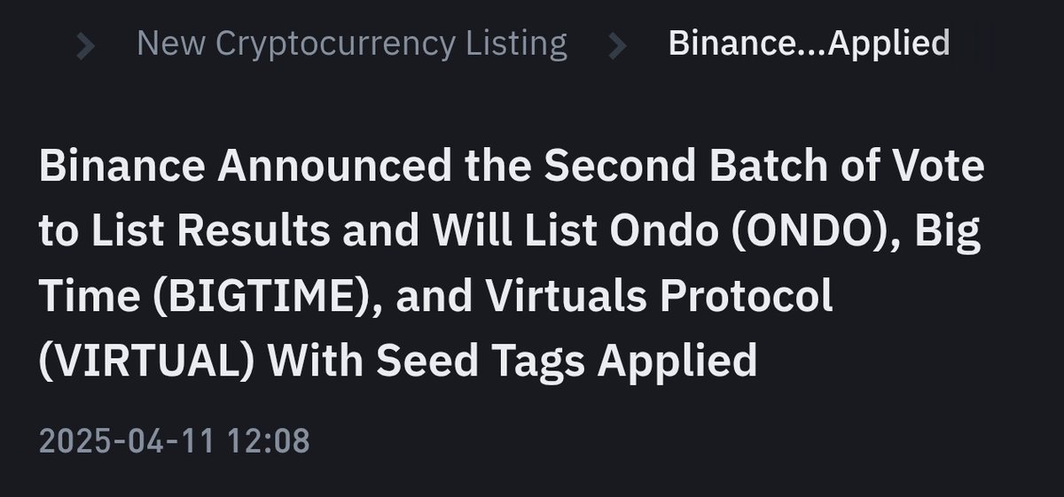 Kacryptoo's tweet photo. 🚨 عاجل: @Binance أعلنت للتو نتائج الدفعة التانية من Vote to List! 🗳️ وهتدرج 3 مشاريع جديدة:
- Ondo (ONDO) 💹
- Big Time (BIGTIME) 🎮
- Virtuals Protocol (VIRTUAL) 🤖
كلهم هيتداولوا بدءًا من ١١ أبريل ٢٠٢٥ الساعة ٢ ظهرًا بتوقيت UTC مع علامة Seed Tag 🌱
#Binance #Crypto #VoteToList
⏰ المواعيد المهمة:
- بدء التداول: ١١ أبريل، ١٤:٠٠ UTC
- إيداع العملات: متاح حاليًا
- سحب العملات: بدءًا من ١٢ أبريل، ١٤:٠٠ UTC
- أزواج التداول: USDT و USDC لكل العملات
- رسوم الإدراج: 0 BNB 🆓
#ONDO #BIGTIME #VIRTUAL
⚠️ ماذا تعني علامة Seed Tag؟ 🌱
العلامة دي بتشير إن العملات دي جديدة ومبتكرة ولكنها أعلى من المتوسط في المخاطر. عشان تتداول عليها لازم تجتاز اختبار معرفي كل ٩٠ يوم لتأكيد فهمك للمخاطر. متاجرة حذرة يا شباب! 👀
#CryptoAlert
لمحة عن Ondo (ONDO) 💹:
- بروتوكول مصرفي استثماري لامركزي
- يتخصص في الأصول الواقعية المميزة (RWA)
- شراكة مع Mastercard لدمج الأصول في شبكة MTN
- عقد ذكي على Ethereum
- يعتبر جسر بين التمويل التقليدي والبلوكتشين 🌉
#RWA #DeFi
Big Time (BIGTIME) 🎮:
- لعبة MMORPG لامركزية متطورة
- تدعم ملكية الأصول الرقمية (NFTs)
- اقتصاد لعب حقيقي مع إمكانية الربح
- قصة غنية وميكانيكا لعب معقدة
- اللاعبين يتحكموا في الاقتصاد الداخلي 🏆
#GameFi #P2E
Virtuals Protocol (VIRTUAL) 🤖:
- يدمج الذكاء الاصطناعي مع الألعاب
- بروتوكول لبناء وكلاء AI مشتركين بين اللاعبين
- يسهل تطوير ألعاب Web3
- قيمته السوقية ٣٨٣ مليون $ رغم تراجعه ٨٨.٦٪ عن ذروته
- إمكانات استعادة الزخم قوية 📈
#AI #GameDev
🗳️ تفاصيل التصويت:
- شارك ٤٢٤,٧٤٩ مستخدم
- إجمالي ٥٢٣,١١١ صوت
- الفائزون الأصليين بالتصويت كانوا:
1️⃣ UXLINK (٢٣.٥٪)
2️⃣ BIGTIME (١٨.٦٪)
3️⃣ Aethir (١٦٪)
لكن بينانس اعتمدت على معايير إضافية واختارت المشاريع الثلاثة المعلنة 🤔
#CryptoCommunity
المعايير النهائية للاختيار شملت:
- الطلب العضوي على Binance Futures و Alpha
- تصفية الأصوات الوهمية
- الأداء التاريخي
- الامتثال التنظيمي
- تقييم المخاطر والتوكنوميكس
#CryptoInvesting #DYOR