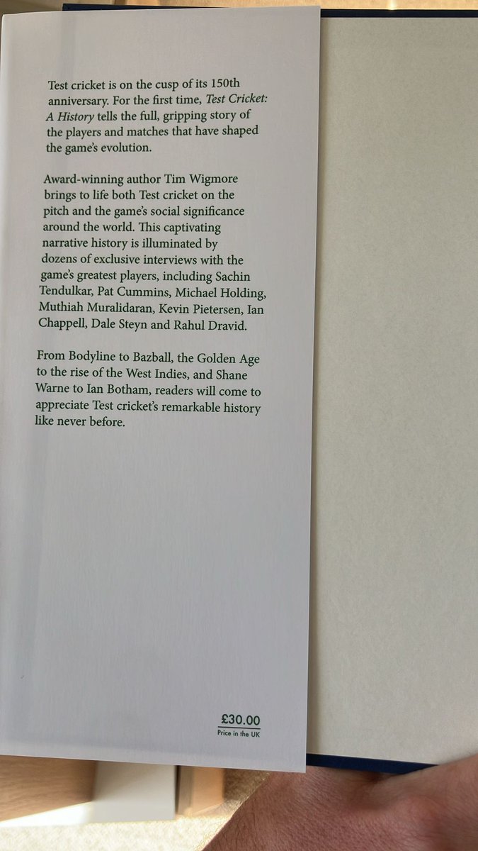 Super excited to get my hands on this for the first time - five years in the making!

Test Cricket: A History is out worldwide on April 24, and available to preorder now