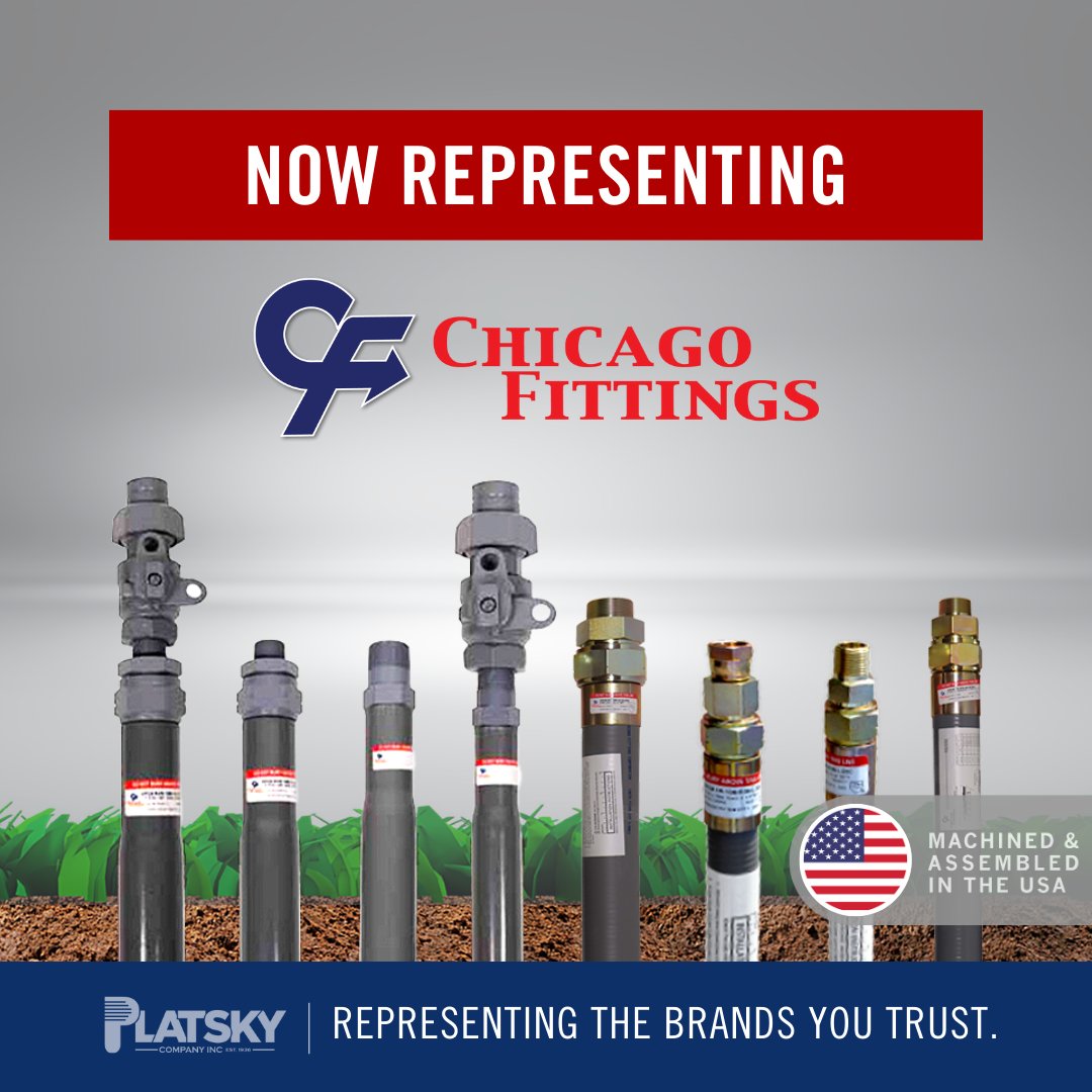 platskyco's tweet photo. Platsky is pleased to announce that we are #NowRepresenting Chicago Fittings! https://t.co/iP2wjLhMsH

Chicago Fittings produces gas risers for use in natural gas, propane, and other piping systems.

#platskyco #chicagofittings #rigidrisers #x-riser https://t.co/RzE9zu7933