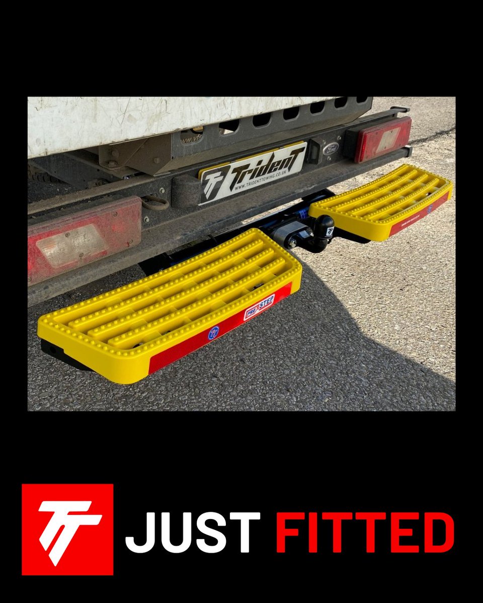 tridenttowing's tweet photo. We’ve just fitted a Tow Trust Fixed Flange tow bar, 13-pin vehicle-specific electrics, and a Tow Trust ProStep. 

The ProStep comes in this high visibility yellow, with a sleek black option available too.

Upgrade your fleet  – contact us for details! https://t.co/kvHiEXrWL3