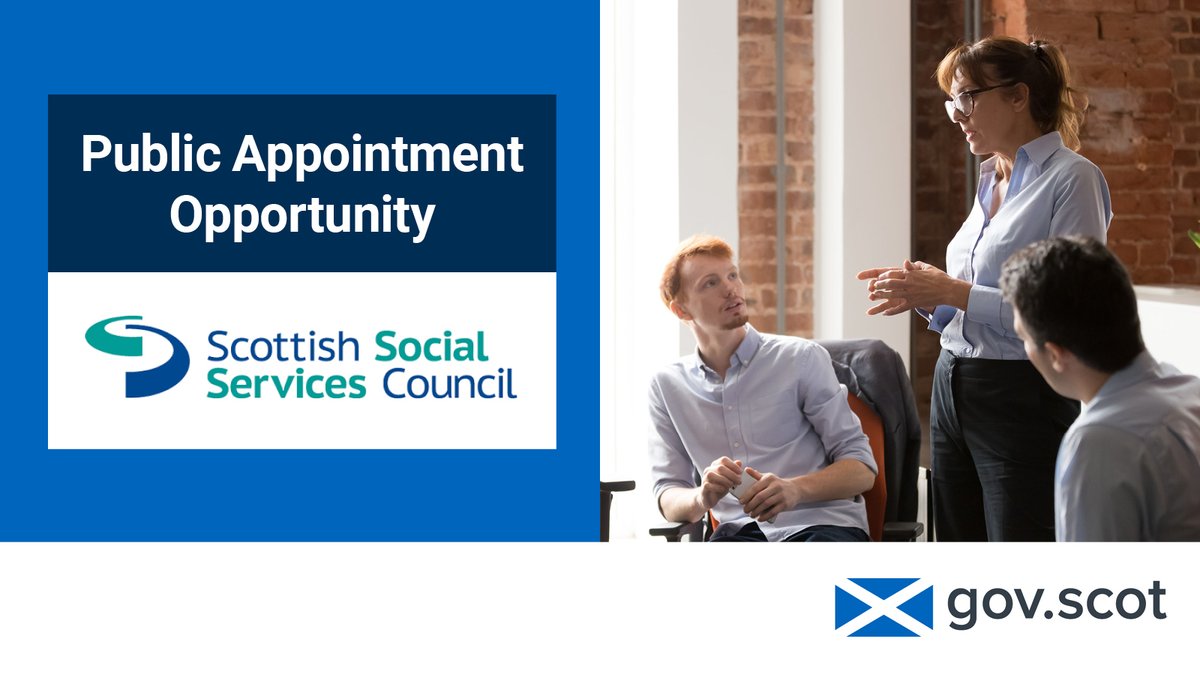 Public Appointments (@scotpublicappts) on Twitter photo Are you looking for a rewarding #PublicAppointment opportunity?
Ministers are seeking to appoint a Convener to the board of The Scottish Social Services Council <a href="/SSSCnews/">The Scottish Social Services Council</a>.
Apply now: ow.ly/rUM550VtLOZ Are you looking for a rewarding #PublicAppointment opportunity?
Ministers are seeking to appoint a Convener to the board of The Scottish Social Services Council <a href="/SSSCnews/">The Scottish Social Services Council</a>.
Apply now: ow.ly/rUM550VtLOZ