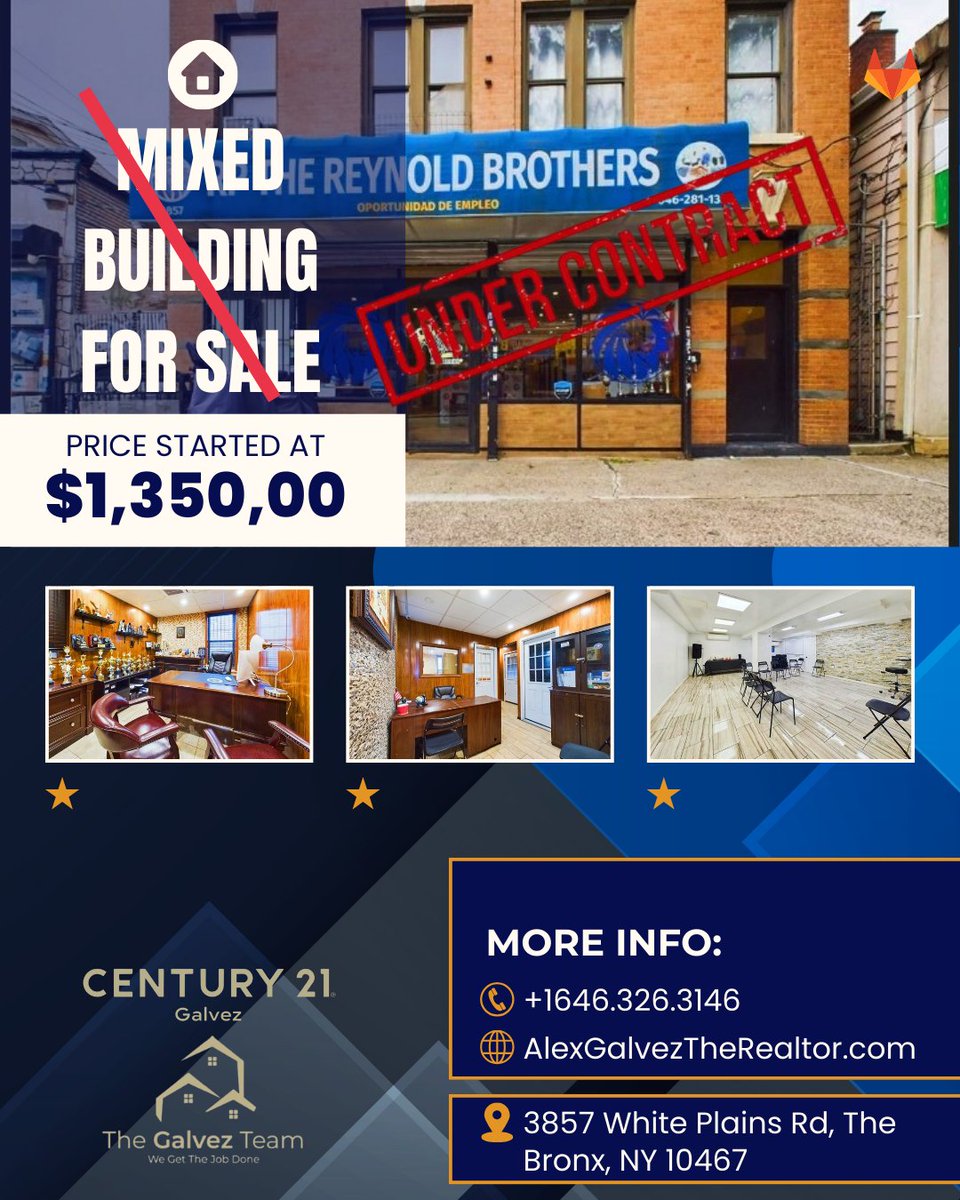 CenturyGal81533's tweet image. ✨ UNDER CONTRACT! ✨
Mixed-Use Building in The Bronx Secured!
Contact us today:
📞 +1 (646) 326-3146
🌐 AlexGalvezTheRealtor.com
📍 3857 White Plains Rd, The Bronx, NY 10467
.
.
#UnderContract #BronxRealEstate #MixedUseProperty