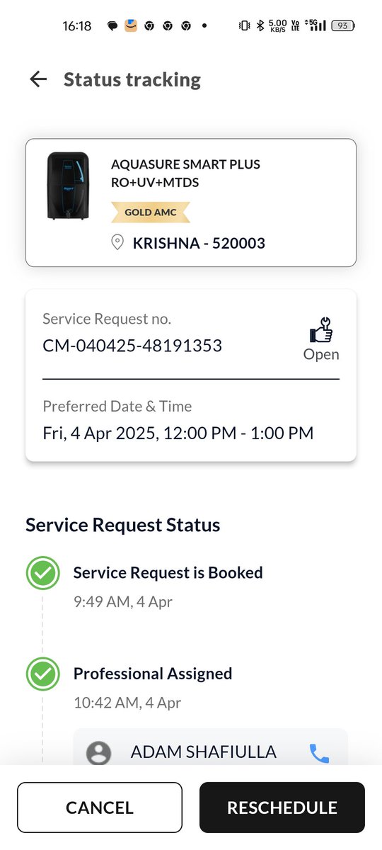 KKPalepu's tweet photo. The service request was given on 4th April 2025 , till now no one attended. With a great confidence we purchased the device from Eurekaforbes @EurekaForbes . This is the way you treat customers in summer.  very sad https://t.co/zzhHF8xGCN