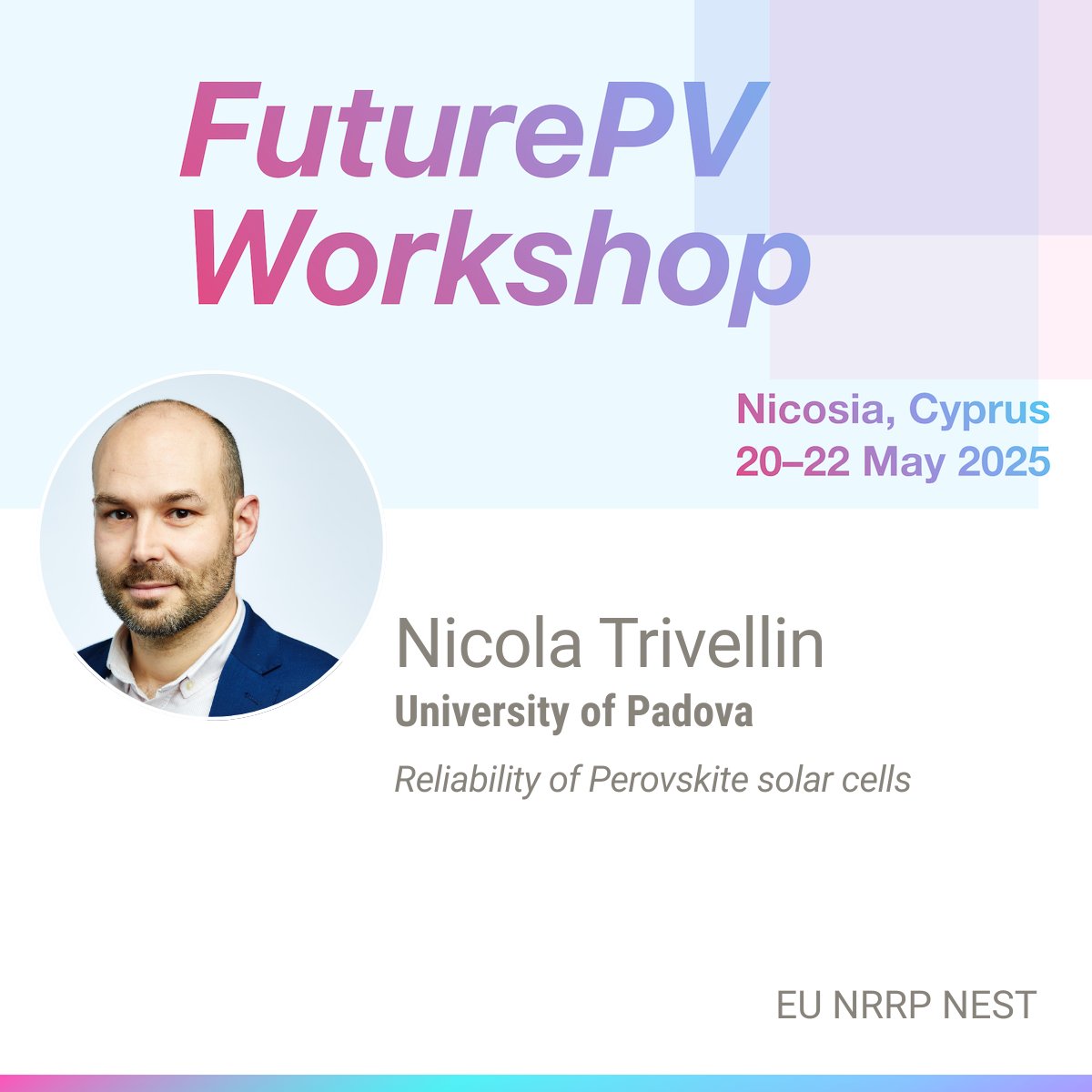TESTARE Project (@testareproject) on Twitter photo Nicola Trivellin from the University of Padova, will present at the #FuturePV Workshop next month. Don't miss it!
<a href="/DiamondHorizEU/">Diamond Project</a> #LAPERITIVO #PERSEUS #SMARTLINEPV #NEXUSPV <a href="/TriumphEurope/">TRIUMPH - Horizon Europe</a> #Apollo <a href="/Amires_EU/">AMIRES</a> <a href="/Luminosity_EU/">LUMINOSITY_EU</a> #PHOENIX #PEARL #solmates #circularpv <a href="/UCYOfficial/">University of Cyprus</a> Nicola Trivellin from the University of Padova, will present at the #FuturePV Workshop next month. Don't miss it!
<a href="/DiamondHorizEU/">Diamond Project</a> #LAPERITIVO #PERSEUS #SMARTLINEPV #NEXUSPV <a href="/TriumphEurope/">TRIUMPH - Horizon Europe</a> #Apollo <a href="/Amires_EU/">AMIRES</a> <a href="/Luminosity_EU/">LUMINOSITY_EU</a> #PHOENIX #PEARL #solmates #circularpv <a href="/UCYOfficial/">University of Cyprus</a>