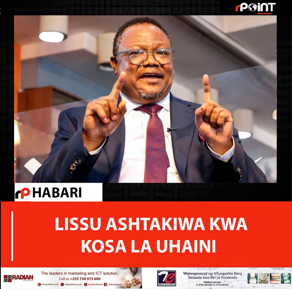 npointtz's tweet photo. Mwenyekiti wa Chama cha Demokrasia na Maendeleo (#CHADEMA), #TunduLissu amefikishwa Mahakama ya Hakimu Mkazi Kisutu na kusomewa shitaka la Uhaini.

Lissu amefikishwa Mahakamani na kusomewa shitaka hilo huku kesi ikipangwa kuendelea Aprili 24, 2025.#FreeTunduLissu https://t.co/ZfiGp2ZOb0