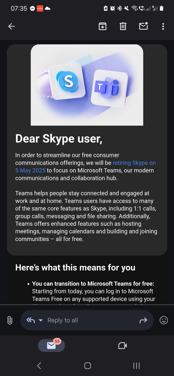 Hey <a href="/Microsoft/">Microsoft</a> what is the deal here? I know your risk adverse but shutting down #Skype to reduce the attach serfsce of anonymous SMS is a little to Orwellian no? And Teams isn't a viable alternative #MicrosoftSucks RIP <a href="/Skype/">Skype</a>