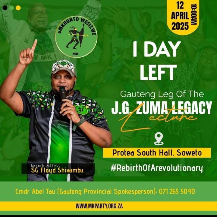 MKP Medics will be in attendance, offering free health screenings for TB, Blood Sugar, and Blood Pressure. Your health matters — be sure to get checked while you’re there!

#JGZumaLegacyLecture #MKPMedics #RebirthOfARevolutionary #HealthIsWealth #CommunityFirst