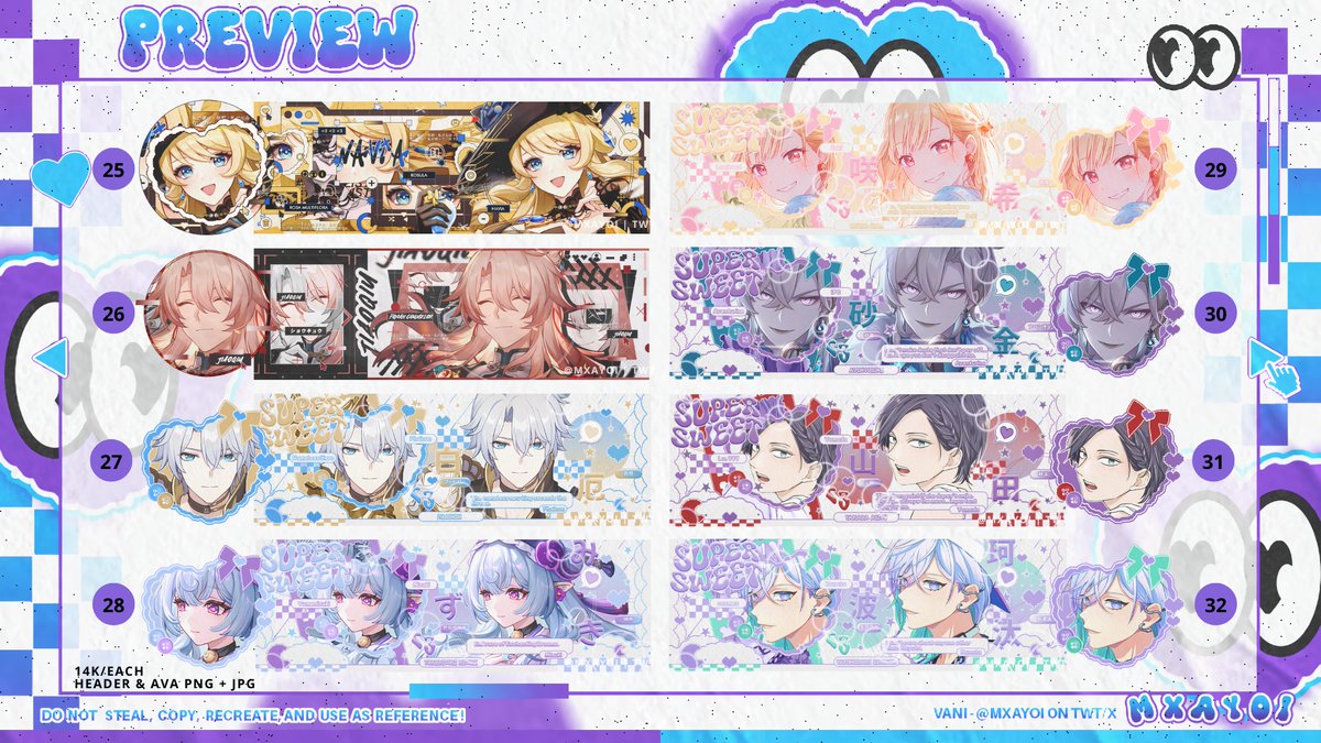 ۶ৎ ꒰UP, RT is appreciated, ty!꒱

— Haiii 🌟 Aku masih ada Clearance Sale layout ready stock lama ada Genshin, HSR, Wuwa, Proseka, dll ₍^. .^₎⟆ Price 9k &amp; 14k/ea, ava png &amp; jpg, payment via QRIS! ⋆˚࿔

Ayow boleh DM langsung untuk jajank! ۶ৎ

#zonajajan #zonauang️ (4/6)