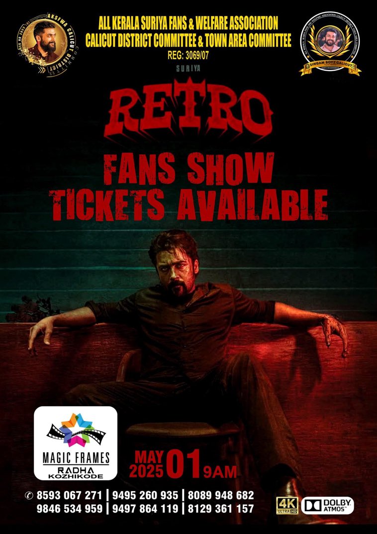 jimmytg619's tweet photo. THE UPDATE YOU'VE ALL BEEN WAITING FOR... π We've started bookings for the #Retro movie fans show @ #MagicFramesRadha ! π₯ Grab your tickets now & join the celebration π
For Tickets π 8593067271 | 9495260935 | 9846534959 | 9497864119
#RetroFromMay1 @VaikaMerryland https://t.co/l2Sy9ntkLC