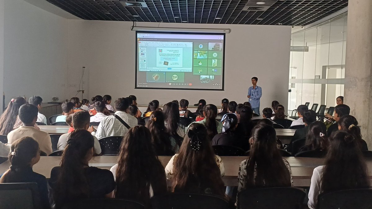 RscBhuj's tweet photo. Mind-expanding experiences like these inspire the next gen of quantum pioneers.On #WorldQuantumDay, @InfoGujcost &amp; @IAPTRC07 organized an outreach program exploring the impact of quantum S&amp;T. Students &amp; staff @RSCBhuj took a deep dive into the #Quantum world! #QuantumExploration https://t.co/Q7Vs4TkXyR