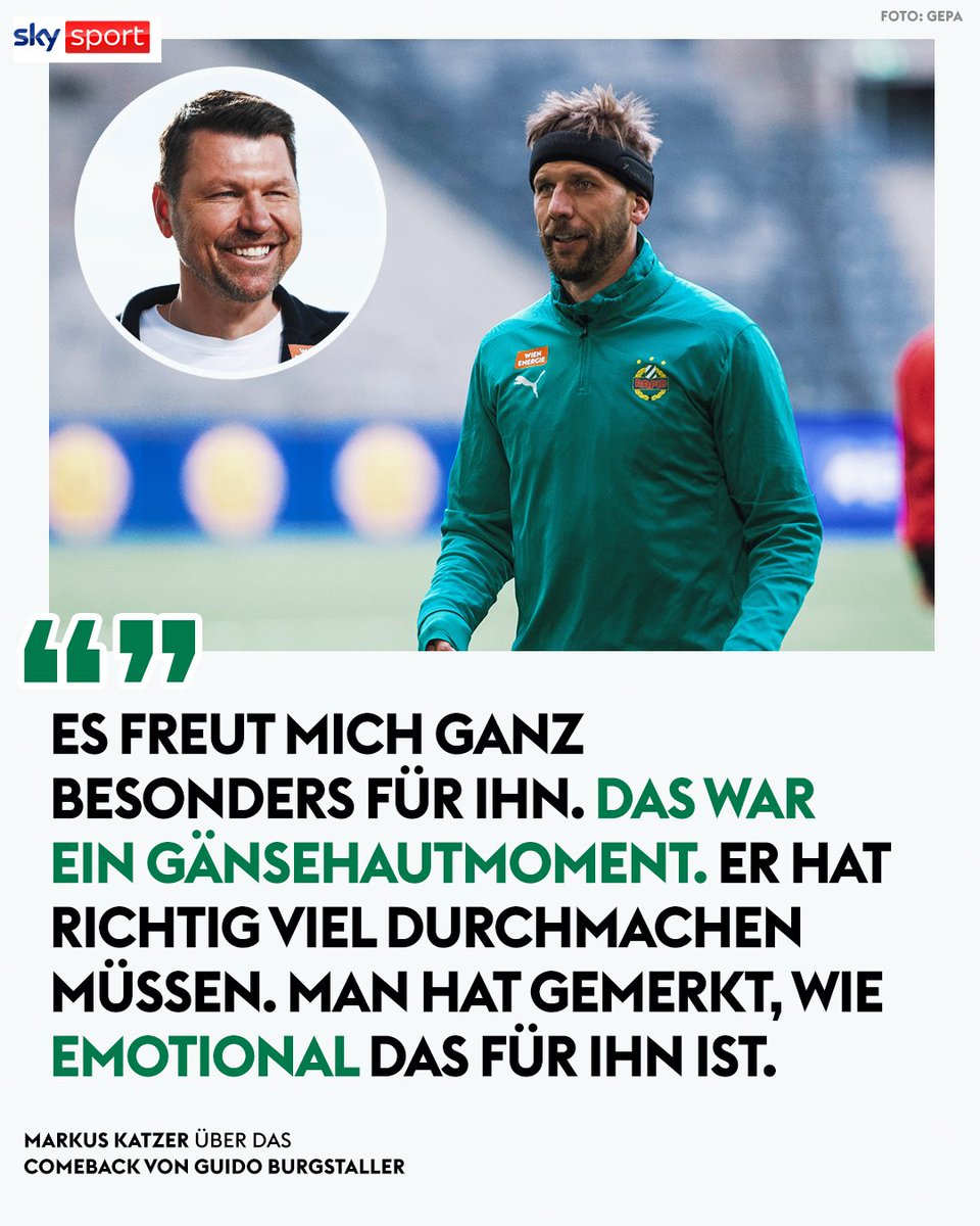 SkySportAustria's tweet photo. Markus Katzer und Co. freuen sich über die Rückkehr von Guido #Burgstaller ⚽🤩 

📱 Alle Highlights und Stimmen gibt's in unserer Mediathek: https://t.co/c3ur3A4LzS

#SkyECL #UECL #DIFSCR #SKRapid https://t.co/caaqL7tyzc