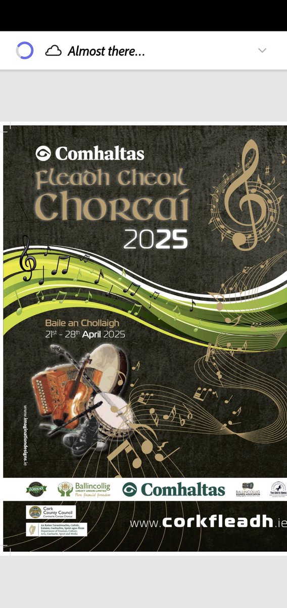 russellnoirin's tweet photo. Check out @Comhaltas Fleadh Ceoil Chorcaí this April 21st to 28th in @inballincollig where ceol, craic, amhrâin agus scoraíocht meet! Daily session trail. Check out https://t.co/XENV1DkMQ6 for full programme @corkbeo @pure_cork @TradTG4 https://t.co/W2YKsf2nnv