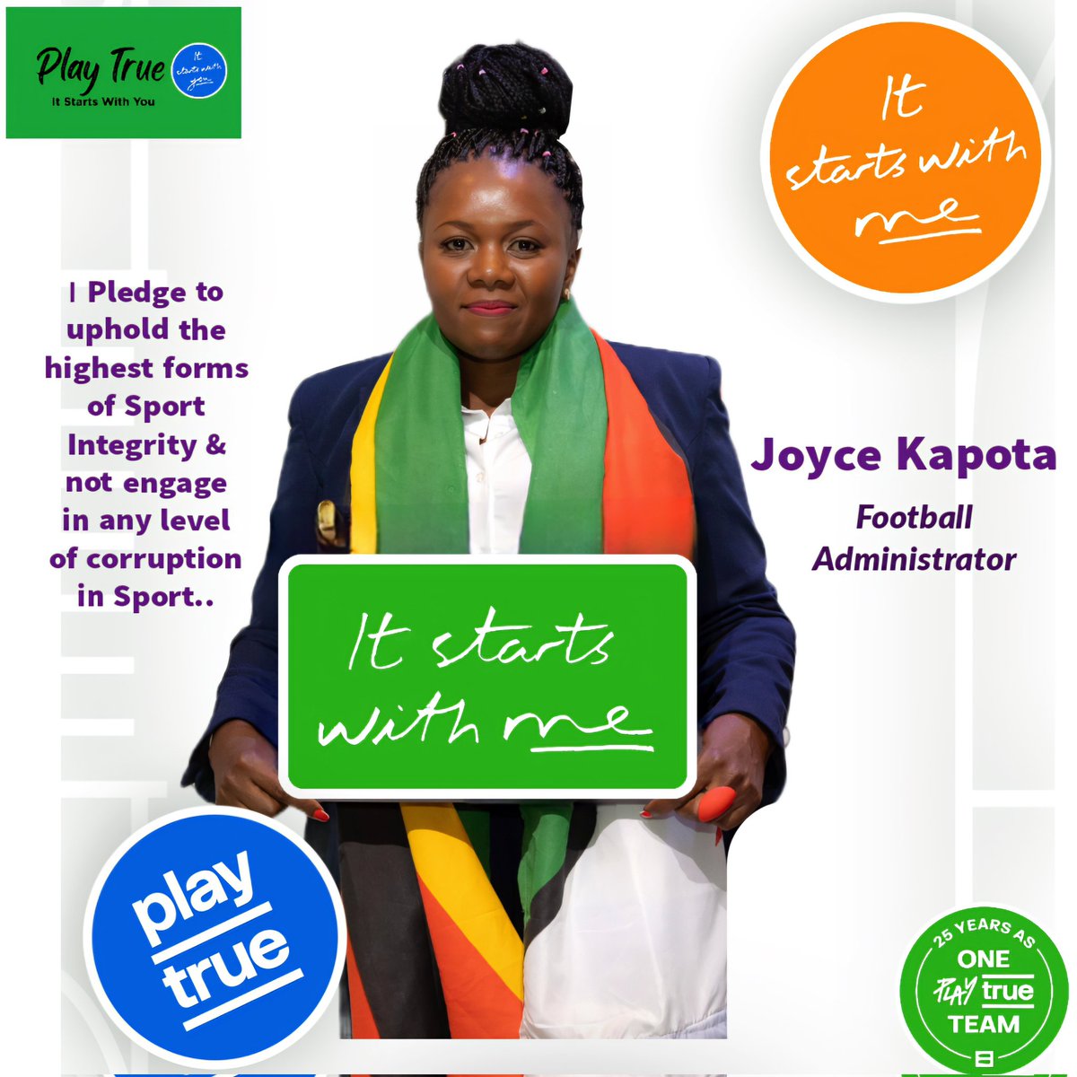 KapotaJoyce's tweet photo. I Pledge to uphold the Highest forms of Sport Integrity & not engage in any level of Corruption in Sport..
No to Corrupt Sport activities!🇿🇼
#PlayTrueChallenge
#PlayTrueDay
#MyPledge
#amorsportzw https://t.co/N2EwiS6eia