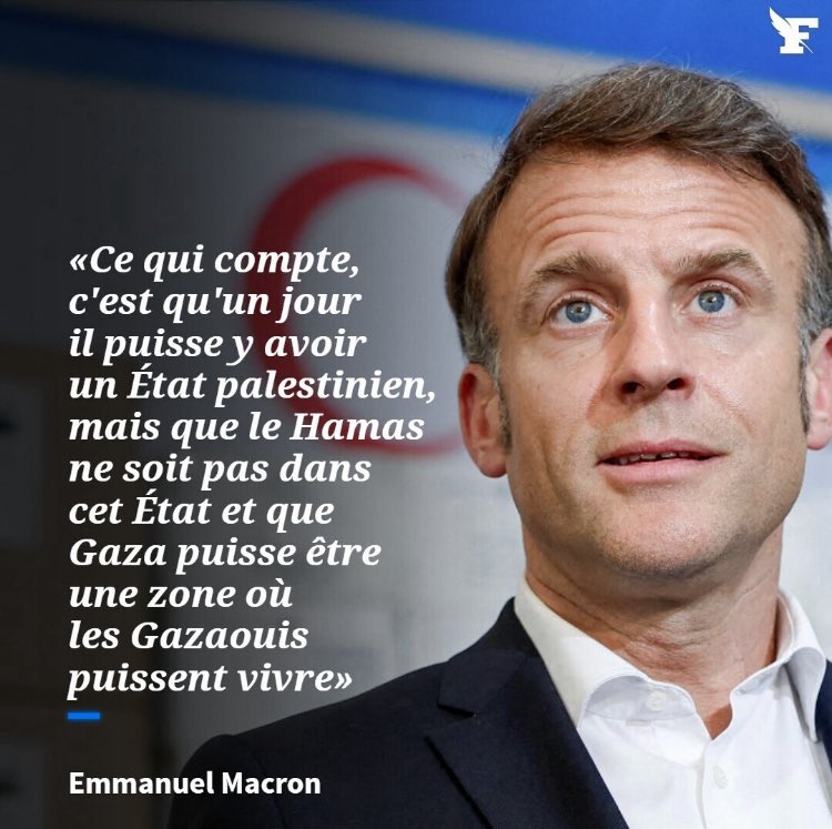 Lycrem3's tweet photo. ➡️Je ne vois pas pourquoi cette citation du PR @EmmanuelMacron pose un problème. Il fait un constat très lucide : Une solution à deux états, et sans le Hamas. 

@EmmanuelMacron est tout simplement sur la position historique française depuis #DeGaulle.👏 https://t.co/VUtMQKzZGr