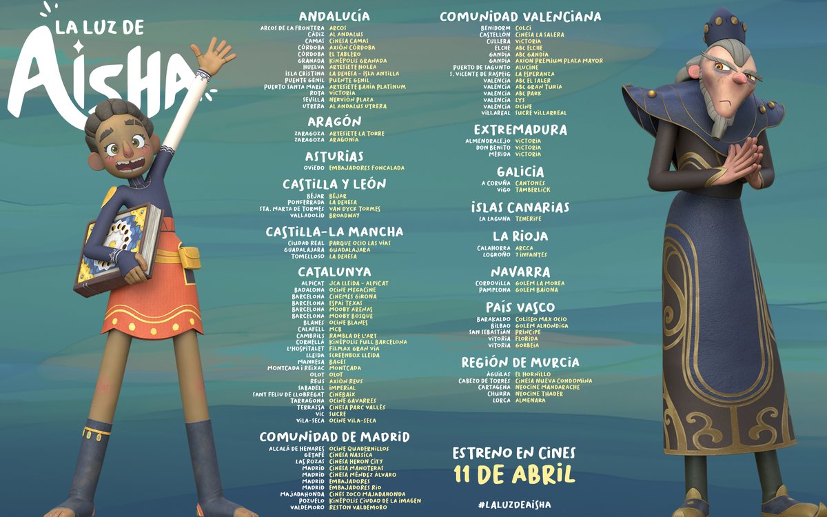 ¡Hoy los cines se iluminan con la increíble historia de Aisha! 🎆

Una película de animación ideal para toda la familia en estas vacaciones de Semana Santa. 🎞️ Encuentra tu cine más cercano y vive la aventura de #LaLuzDeAisha.