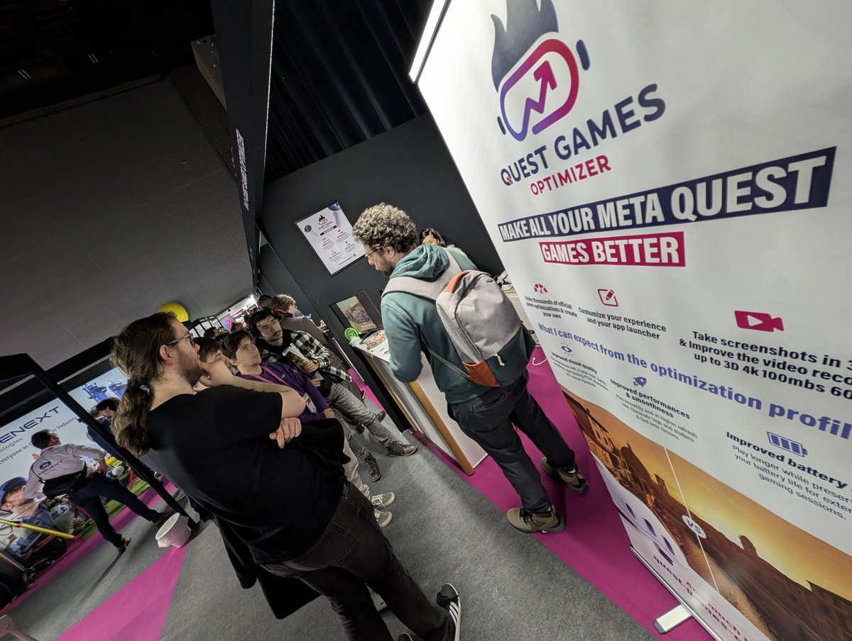 Anagan79's tweet image. Last day at @lavalvirtual with @vr_rames, @TechnoidFR &amp;amp; part of the QGO team 🤘 Quest Games Optimizer is a hit at the show 👍 We&apos;re officially stepping into B2B, with concrete opportunities already in motion! Come visit us at our booth — we&apos;re showcasing QGO &amp;amp; @RivalTechnology!