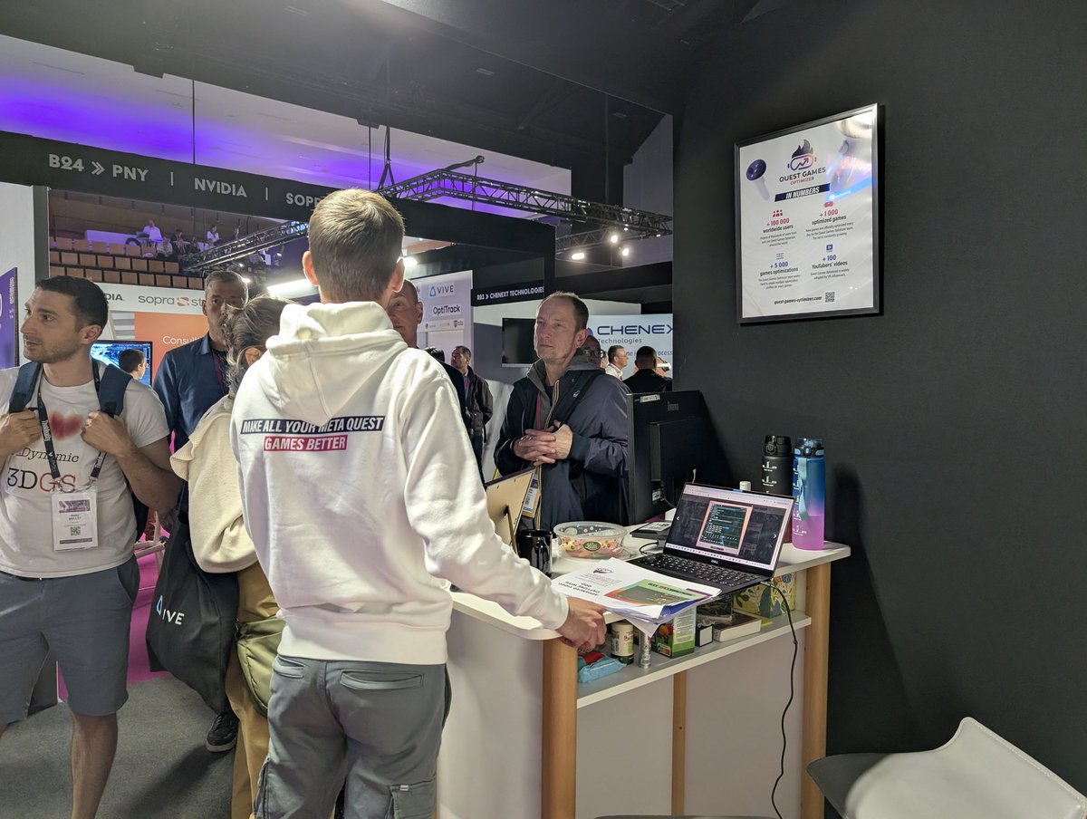Anagan79's tweet image. Last day at @lavalvirtual with @vr_rames, @TechnoidFR &amp;amp; part of the QGO team 🤘 Quest Games Optimizer is a hit at the show 👍 We&apos;re officially stepping into B2B, with concrete opportunities already in motion! Come visit us at our booth — we&apos;re showcasing QGO &amp;amp; @RivalTechnology!