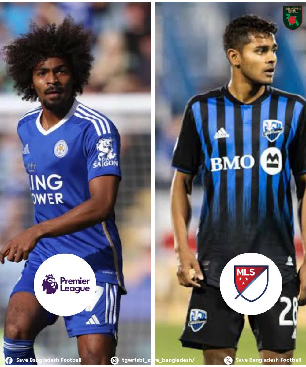 SaveBanFootball's tweet photo. Bangladesh's football is going to another level! 🌪️

English Premier League ✅ Major League Soccer ✅ 

@SShome_07 🤝 @HamzaChoudhury1

Two of our finest players are from the top leagues of the world, AURA UNLIMITED! 🔥

#bff #football #OneNationOneDream
#SaveBangladeshFootbal https://t.co/qVs4EWnuok