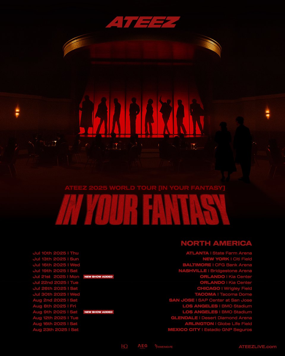 [📢] ATEEZ 2025 WORLD TOUR [IN YOUR FANTASY] IN NORTH AMERICA

🔗 Additional Show Announcement
bit.ly/4ihhfrL

#ATEEZ #에이티즈
#In_Your_Fantasy