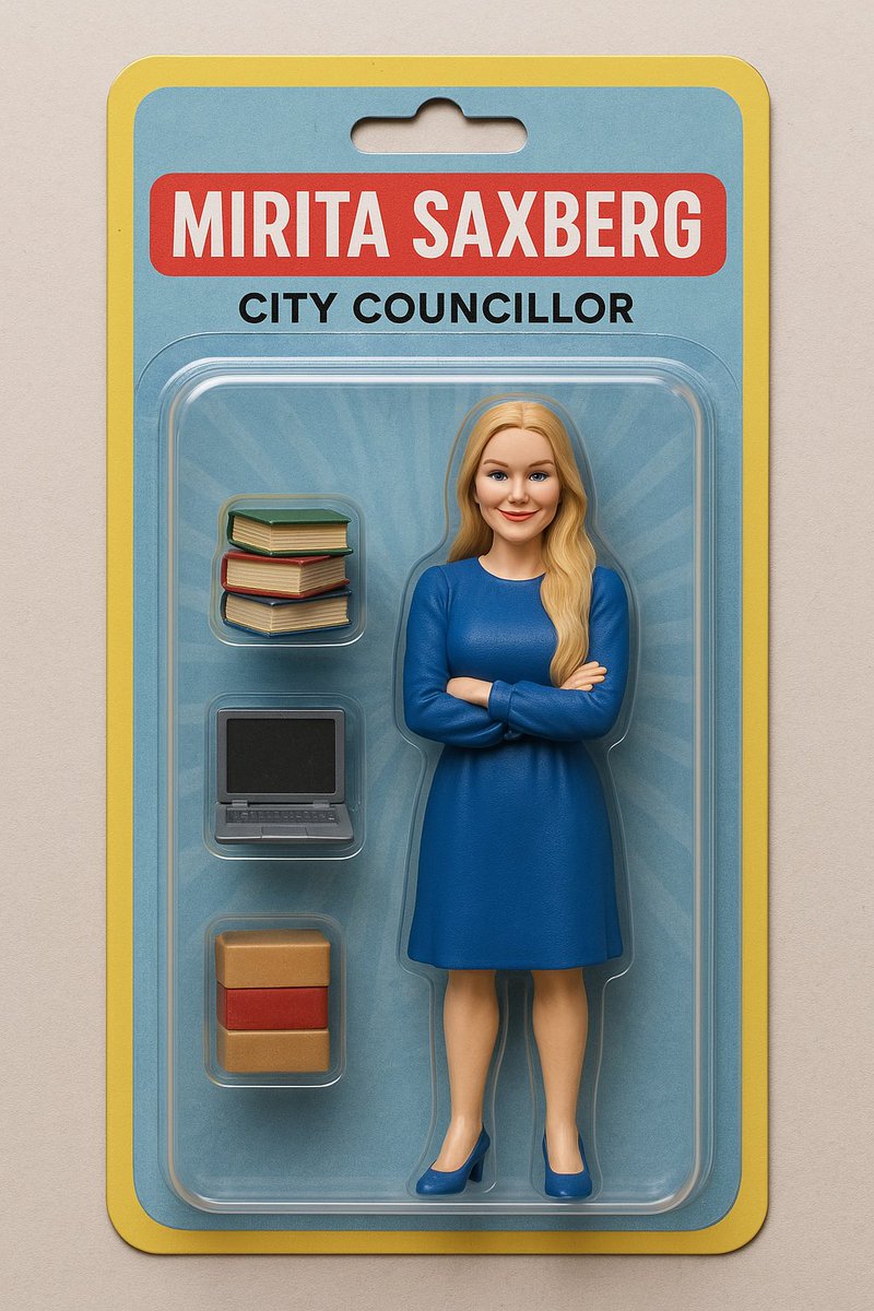 Suosittua nyt! Kaupunginvaltuutettu Mirita Saxberg -figuuri. Mukana kirjat ja läppäri.

Hahmo kuvastaa Helsingin elinvoimaa ja laadukasta koulutusta. Valmistettu vastuullisesti.

Puolusta sinäkin hyvinvointia - äänestä Mirita Saxberg numerolla 326!

#kokoomus  #kuntavaalit2025