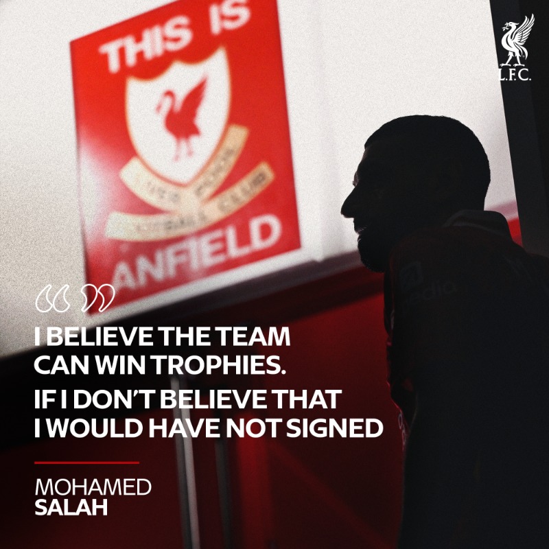 LFC's tweet photo. "I signed here because I believe we can win a lot of big trophies together" ✨

Head to LFCTV GO to watch Mo's brilliant interview in full  💻
