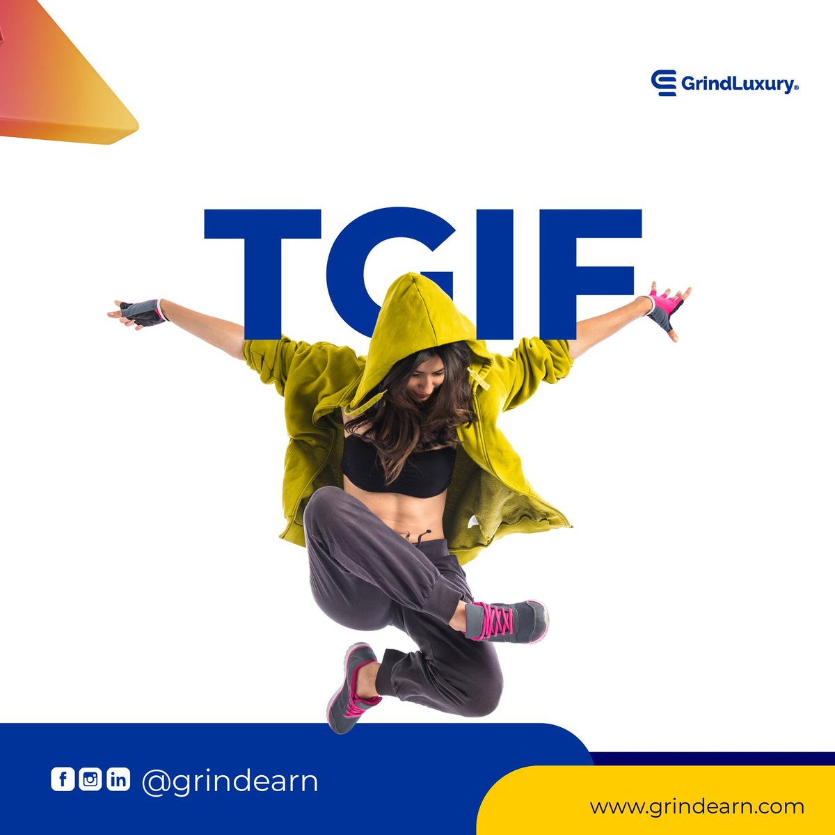 "Success is built day by day 🔄

 but even the grind deserves a celebration. 

TGIF! ✨ Rest, recharge, and come back stronger. 💪🔥
 #GrindEarn #TGIF #StayMotivated #GrindLuxury"