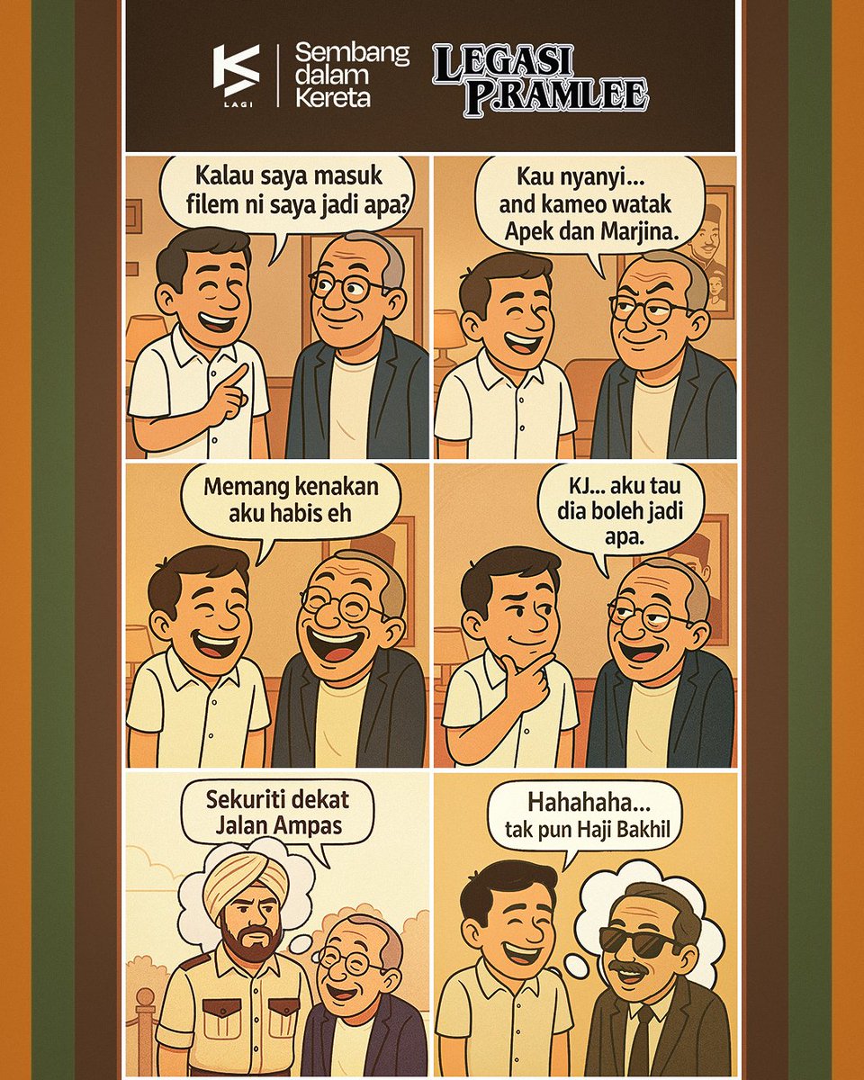 kslagi's tweet photo. Kameo @Khairykj & @ShahrilHamdan dalam filem P. Ramlee ๐ฟ
#KSLagi #KeluarSekejapLagi #SembangDalamKereta #PRamlee https://t.co/UPnyHpY95o