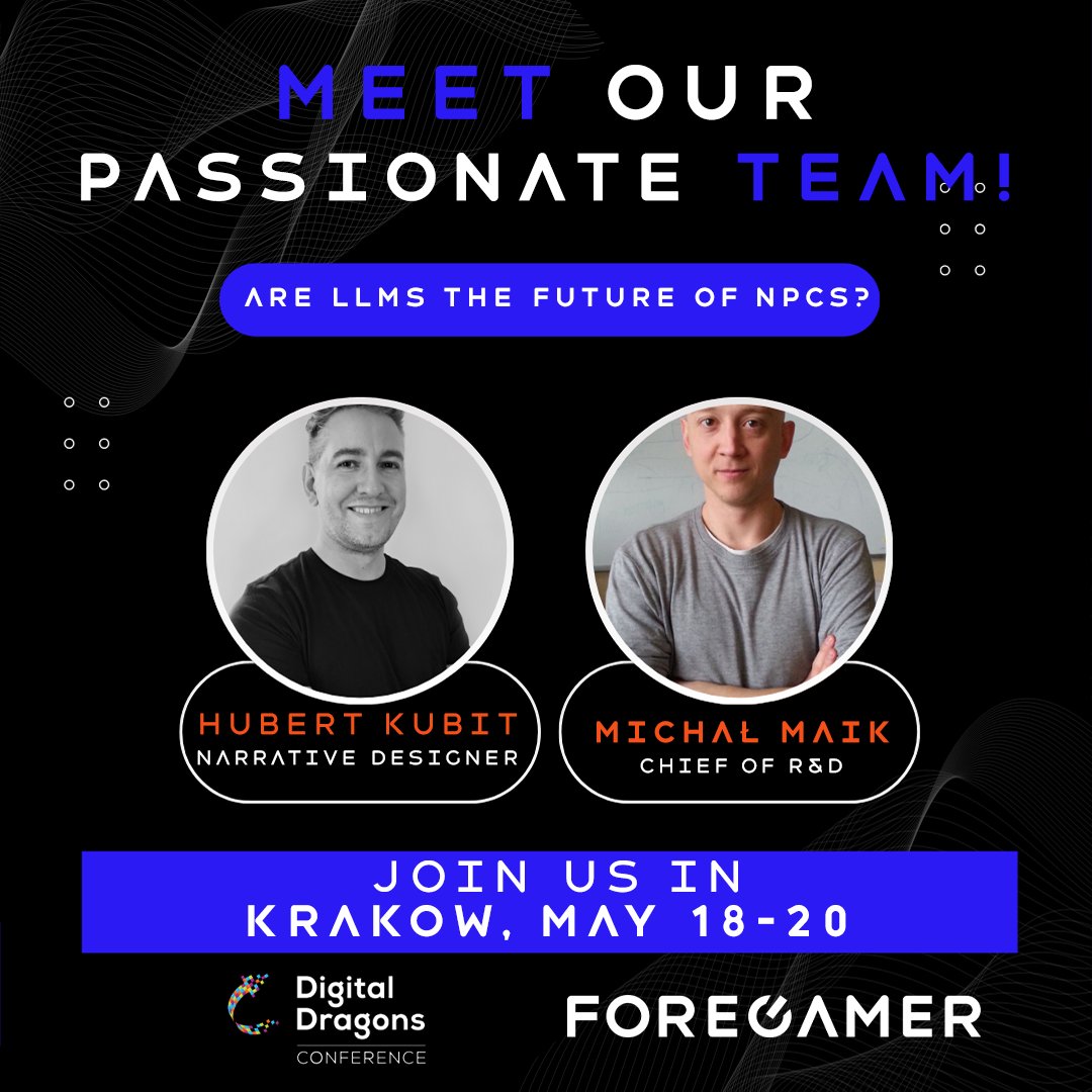 Foregamer_ai's tweet photo. What if the next conversation you had in-game didn't go as planned?

Here at Forgamer we're creating NPCs that can change, grow, and remember.

Let's discuss what comes next. @Digital_Dragons https://t.co/MoZF2FnJ1t