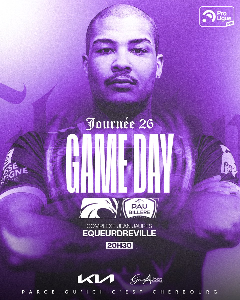 JSCherbourg's tweet photo. 𝐂𝐡𝐚𝐩𝐢𝐭𝐫𝐞 𝟐𝟔 ⚔️

Appel à la mobilisation générale ! Ce soir, c'est jour de match et les Mauves ont besoin de vous pour affronter l'équipe de Pau Billère 🔥

* Infos match :
🏟️ Complexe Jean Jaurès
🕣 20h30
🆚 Pau Billère Handball
🎟️ https://t.co/zGuE7F17UO https://t.co/KlPE1Wt3MO