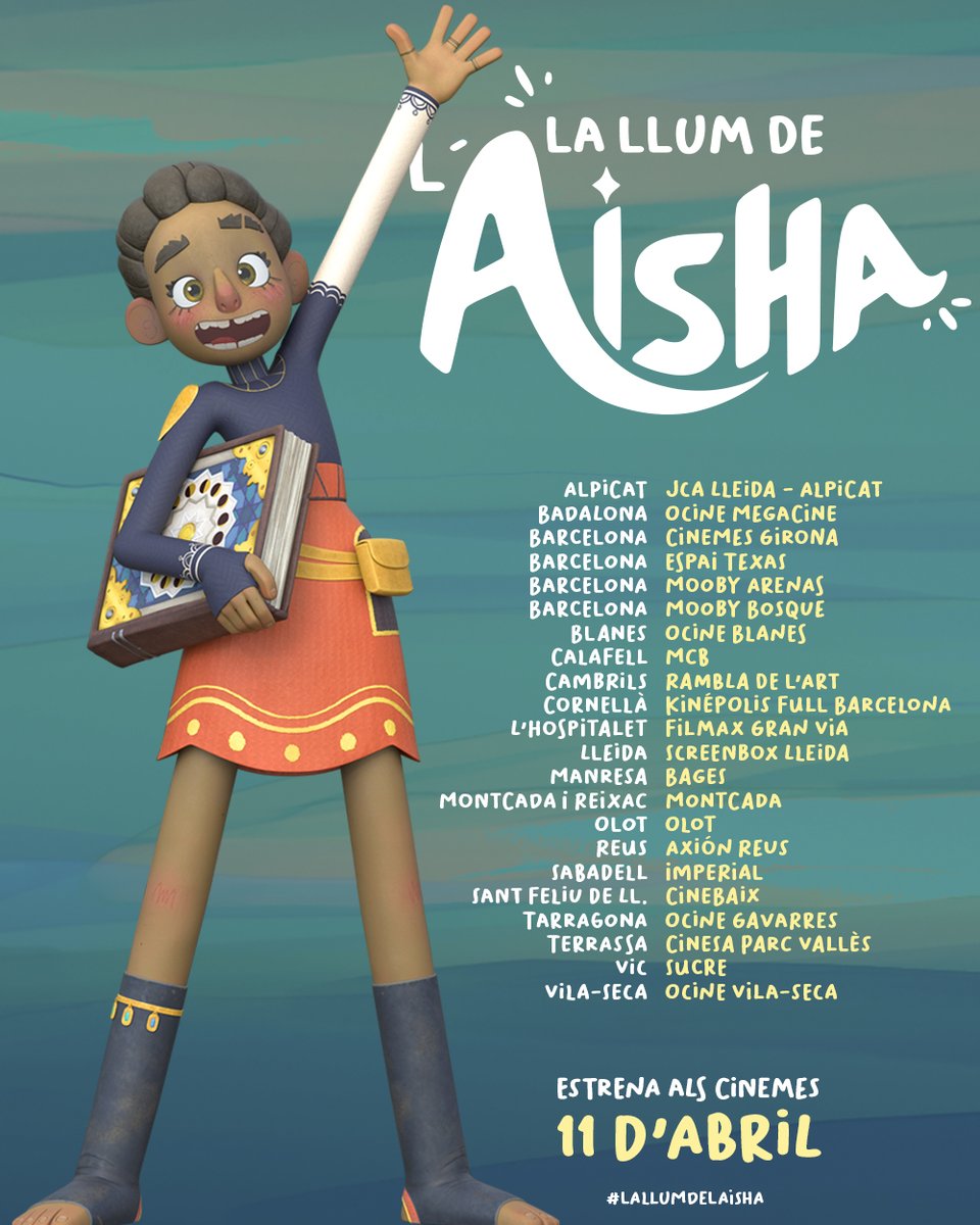 Avui als cinemes s'il·luminen amb la increïble història de l'Aisha! 🎆 

Una pel·lícula d'animació ideal per a tota la família durant les vacances de Setmana Santa. 🎞️ Troba el teu cinema més proper i viu l'aventura de #LaLlumDeLAisha.