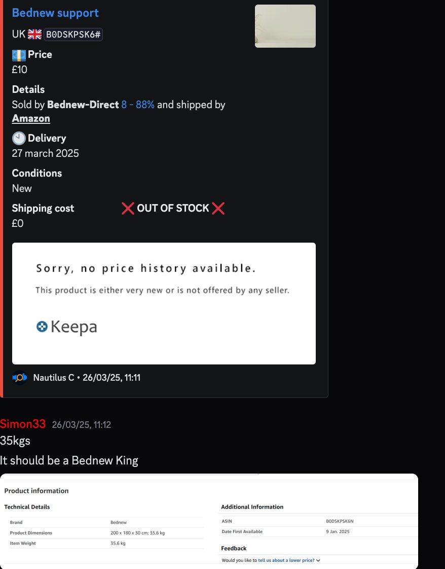 NautilusDeals's tweet image. Another crazy Deal with a King Size Mattress in price error! 📈🔥

£10 instead of £400 and 11 pieces purchased by our users.⚡️💰

Deals like these are found exclusively in Nautilus, join the waiting list and in a few hours you will be accepted.
See u inside!😈🙈

#Priceerror…