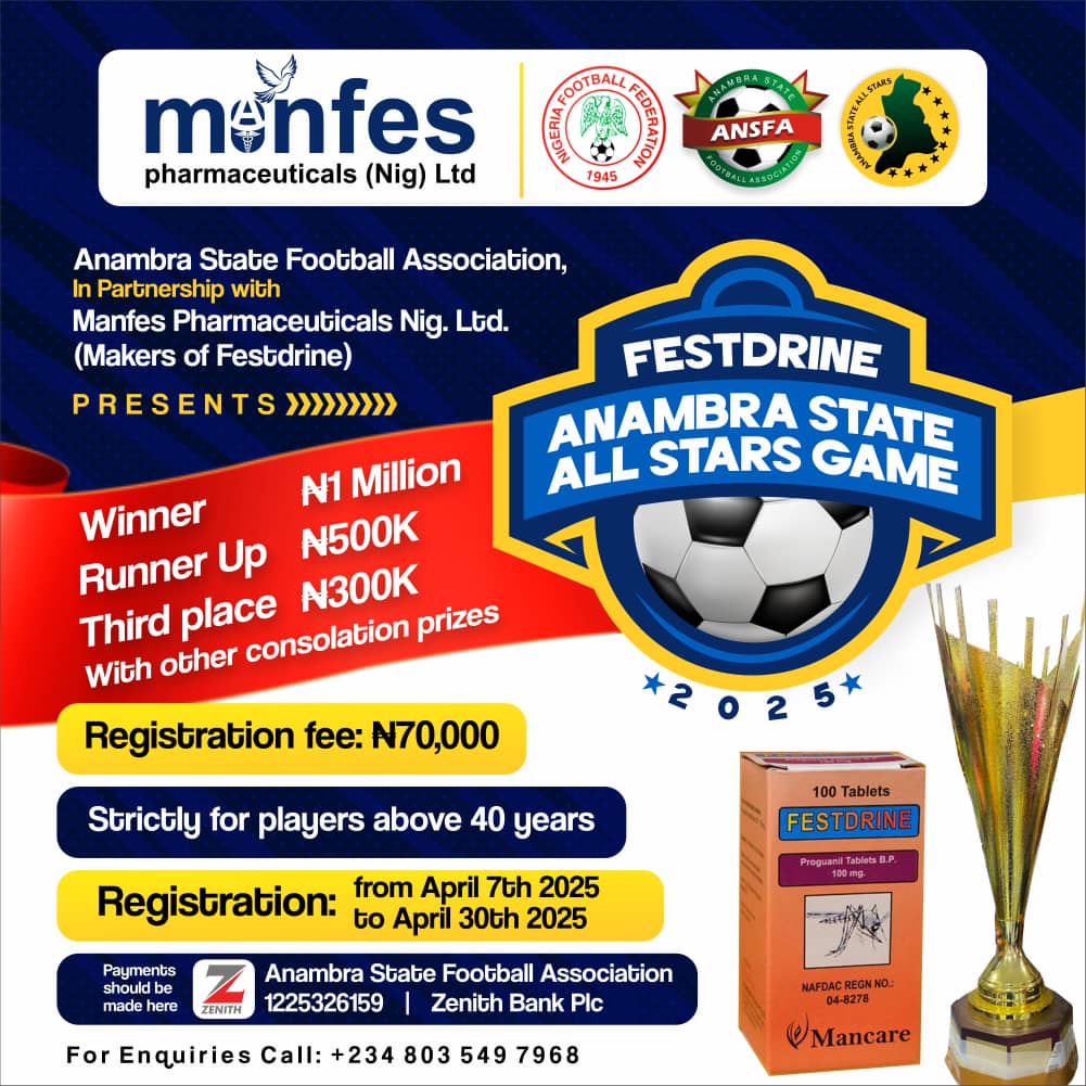Registration is ongoing. 
FESTDRINE ANAMBRA STATE ALL STARS GAME. 

See below poster for details. 

<a href="/ralphcgeorge/">RALPH Chidozie George</a>