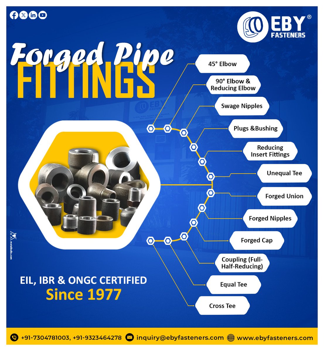 FastenersEby's tweet photo. @FastenersEby manufactures forged pipe fittings using premium materials, ensuring excellent resistance to corrosion and wear. Designed for both industrial and commercial use.

 Visit: https://t.co/Ajx0cYVBVo

#ebyfasteners #ForgedPipeFittings #flanges #fasteners  #pipefittings https://t.co/V4KgxZx3PI