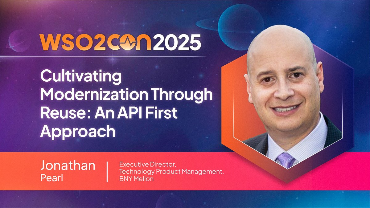 wso2's tweet photo. "APIs are the building blocks of innovation." – Jonathan Pearl, BNY

Discover how an API-first approach is reshaping enterprises, breaking down silos, and boosting efficiency.

Watch the full keynote from #WSO2Con 2025 here 👉
https://t.co/HI8f6HtOHm https://t.co/tJykDrF5Dz
